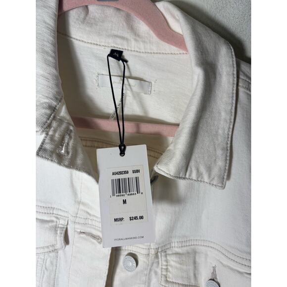 NWT 7 for all Mankind Off White Denim Jacket Sz M - Picture 2 of 3